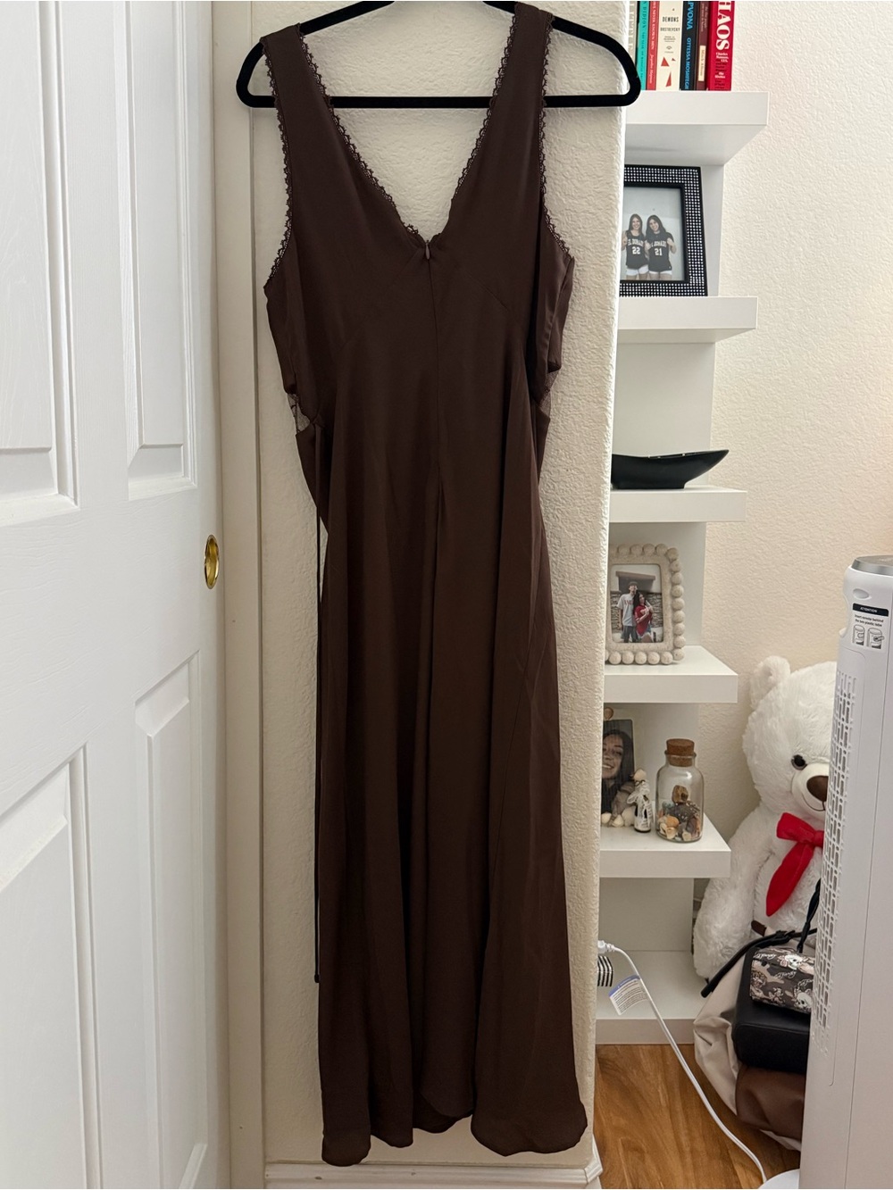 Wild Fable Brown Lace-Trim V-Neck Slip Dress - Picture 2 of 3